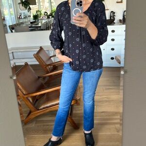 Navy print summery blouse